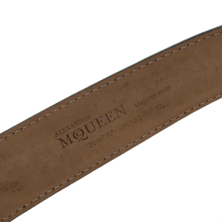 Pre Owned Alexander McQueen Black Leather Padded Belt 80 CM