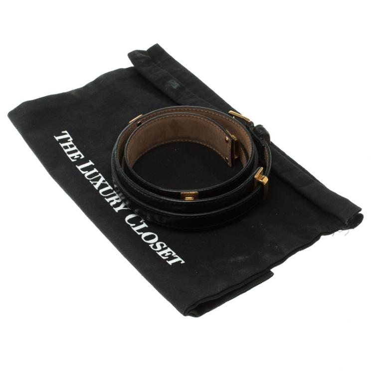 Pre Owned Alexander McQueen Black Leather Padded Belt 80 CM