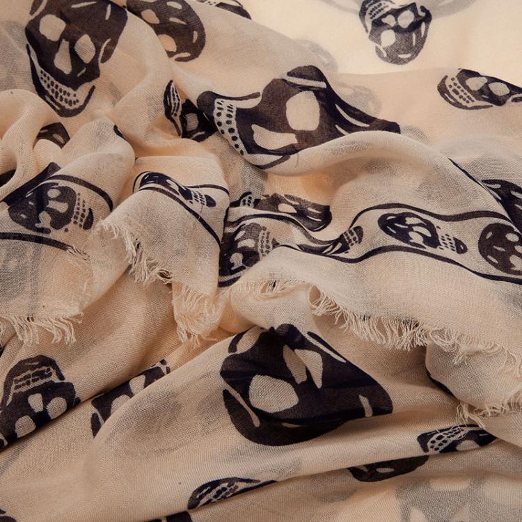 Pre Owned Alexander McQueen Pink Skull Cashmere Blend Stole