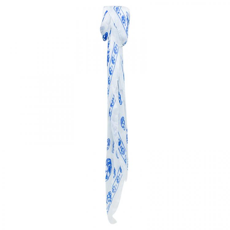 مملوكة مسبقًا Alexander McQueen White and Blue Modal Cashmere Skull Kefia