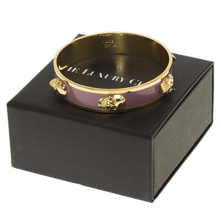 Pre Owned Alexander McQueen 3D Skull Pink Bangle Bracelet Size 20