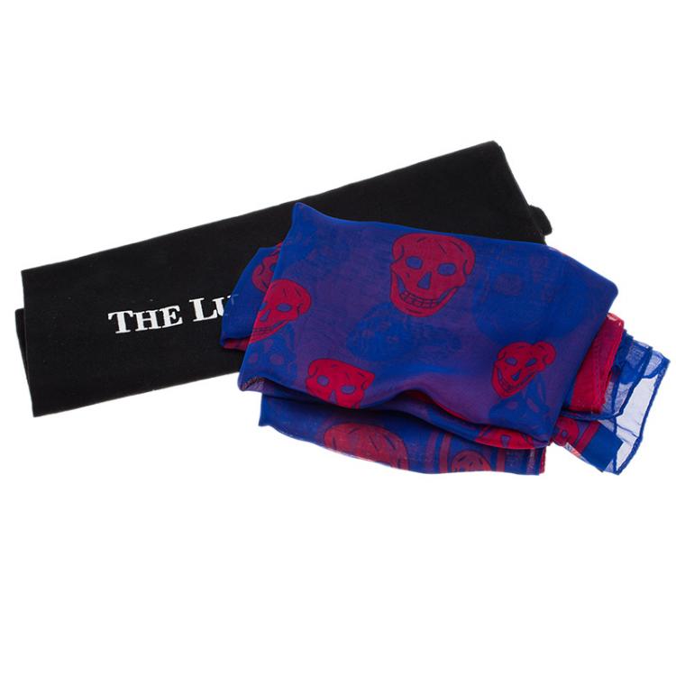 Pre Owned Alexander McQueen Blue & Pink Chiffon Scarf