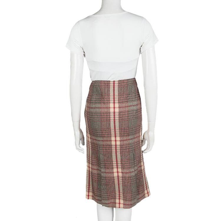 مملوكة مسبقًا Alexander McQueen Multicolor Plaid High Waist Skirt M