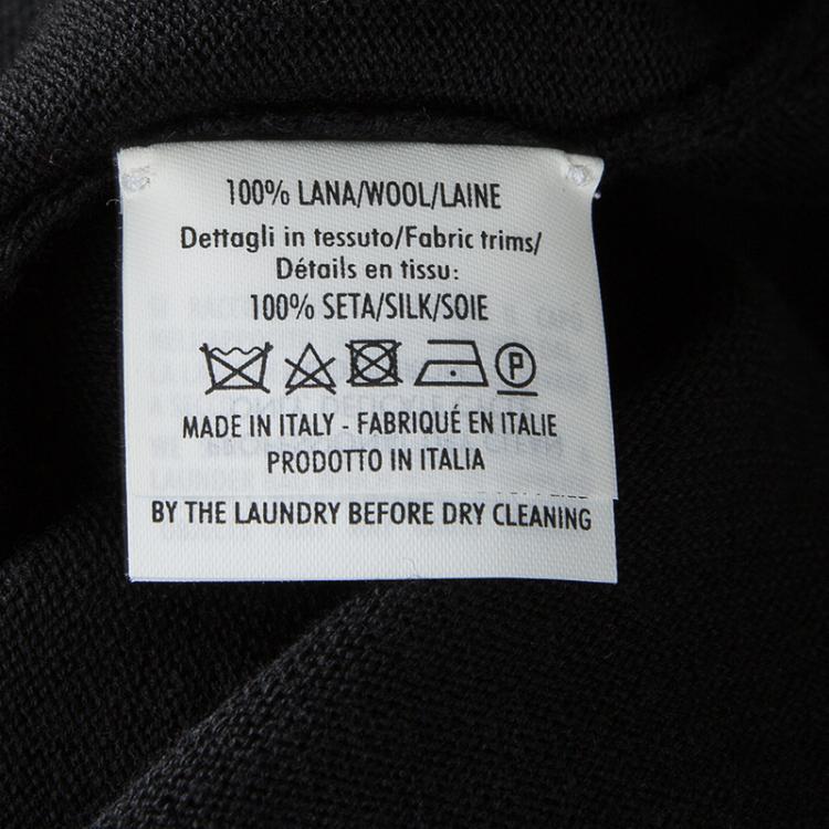 Pre Owned Alexander McQueen Black Wool Plisse Underlay Distressed Dress L