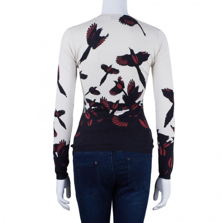 Pre Owned Alexander McQueen Bird Print Knit Sweater S