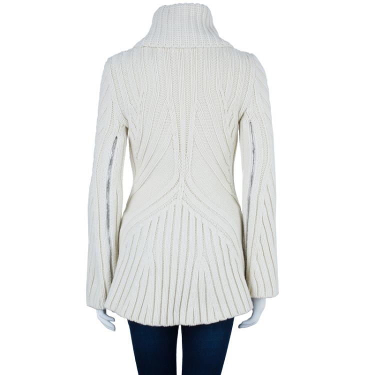 Pre Owned Alexander McQueen White Knit Turtleneck Sweater XS