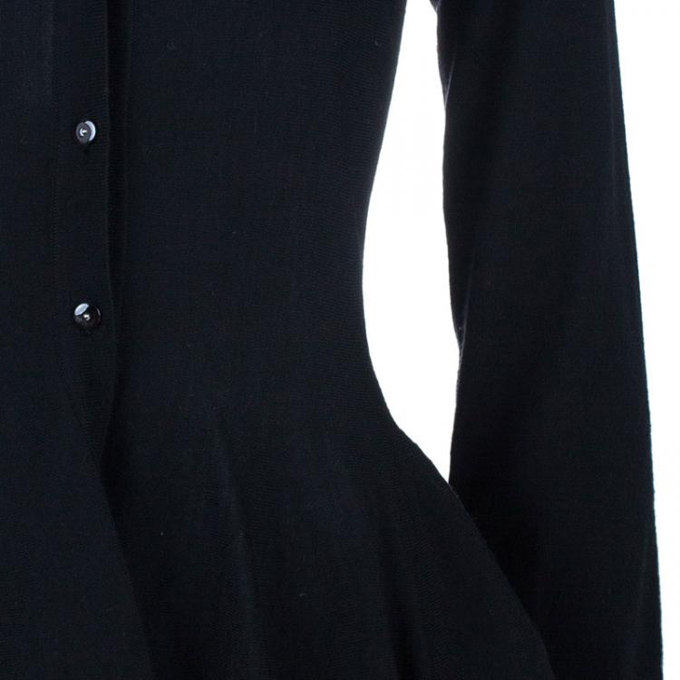 Pre Owned Alexander McQueen Black Wool Peplum Cardigan S