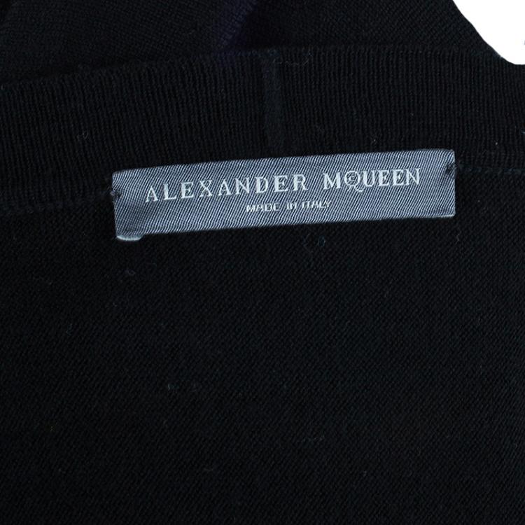 Pre Owned Alexander McQueen Black Wool Peplum Cardigan S