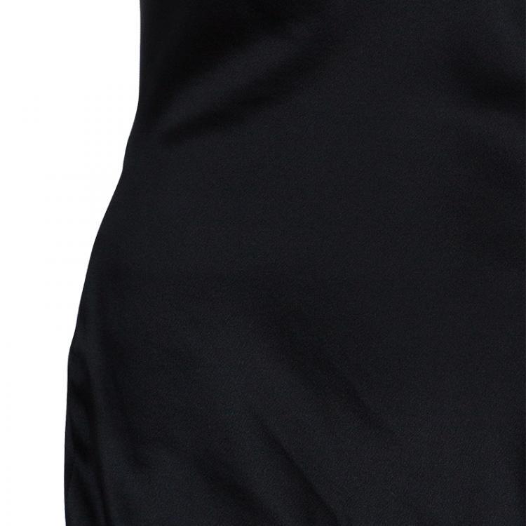 Pre Owned Alexander McQueen Black Asymmetric Silk Dress S