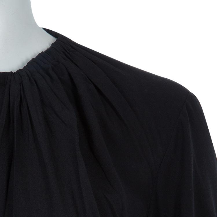 Pre Owned Alexander McQueen Black Gathered Waist Long Sleeve Dress S