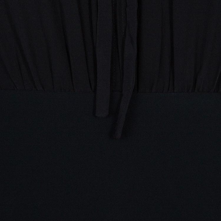 Pre Owned Alexander McQueen Black Gathered Waist Long Sleeve Dress S