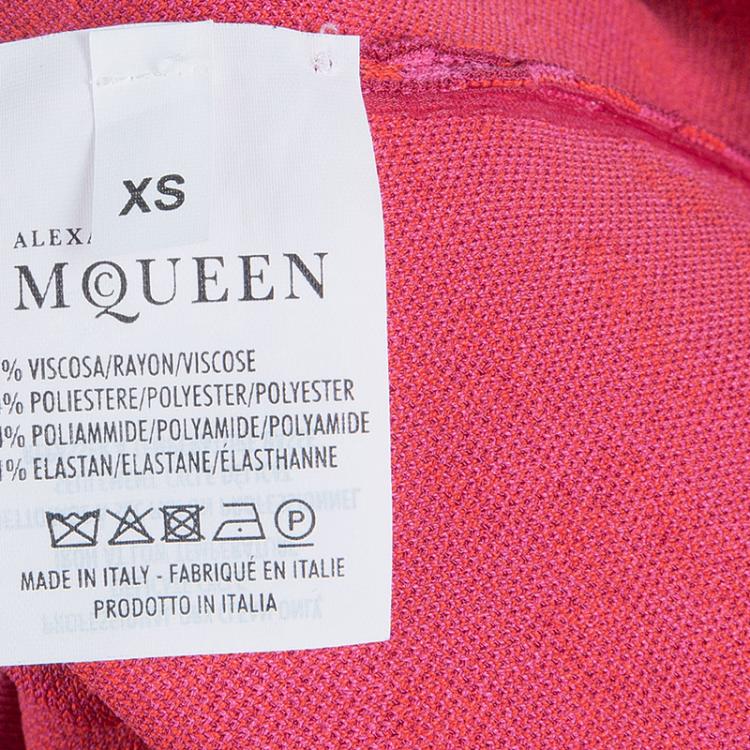 Pre Owned Alexander McQueen Pink and Red Leopard Print Pencil Dress XS