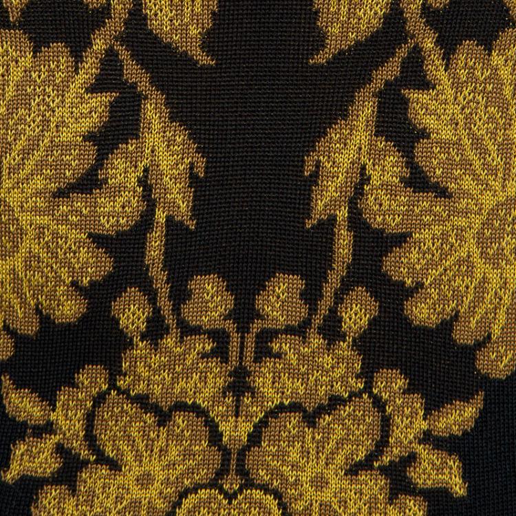 Pre Owned Alexander McQueen Black Floral Pattern Knit Sleeveless Bodycon Dress S