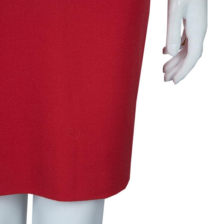 Pre Owned Alexander McQueen Red Cowl Neck Cap Sleeve Dress XS