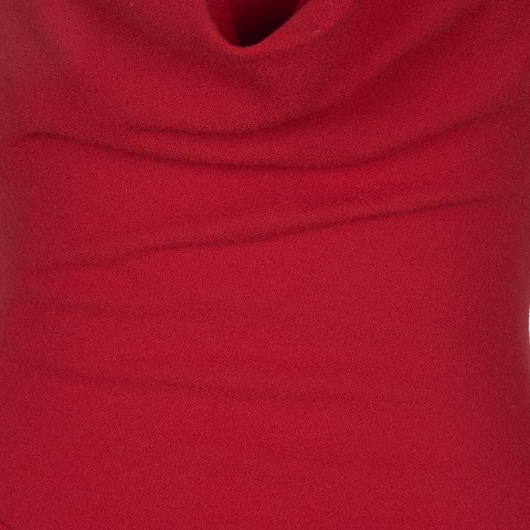 Pre Owned Alexander McQueen Red Cowl Neck Cap Sleeve Dress XS