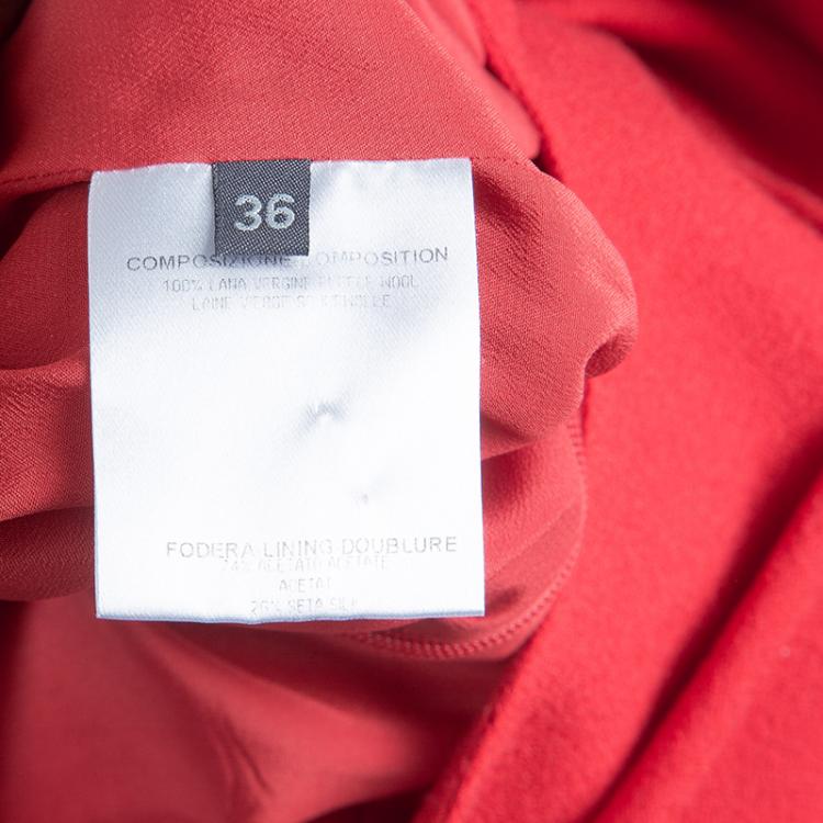 Pre Owned Alexander McQueen Red Cowl Neck Cap Sleeve Dress XS
