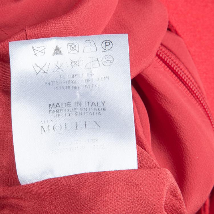 Pre Owned Alexander McQueen Red Cowl Neck Cap Sleeve Dress XS