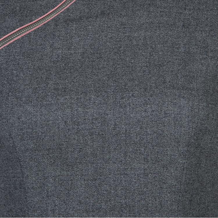 Pre Owned Alexander Mcqueen Grey Wool Zip Detail Cheongsam Dress S