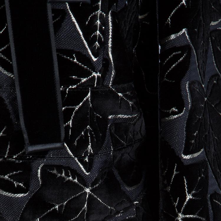 Pre Owned Alexander McQueen Black Leaf Print Embossed Velvet Jacket S