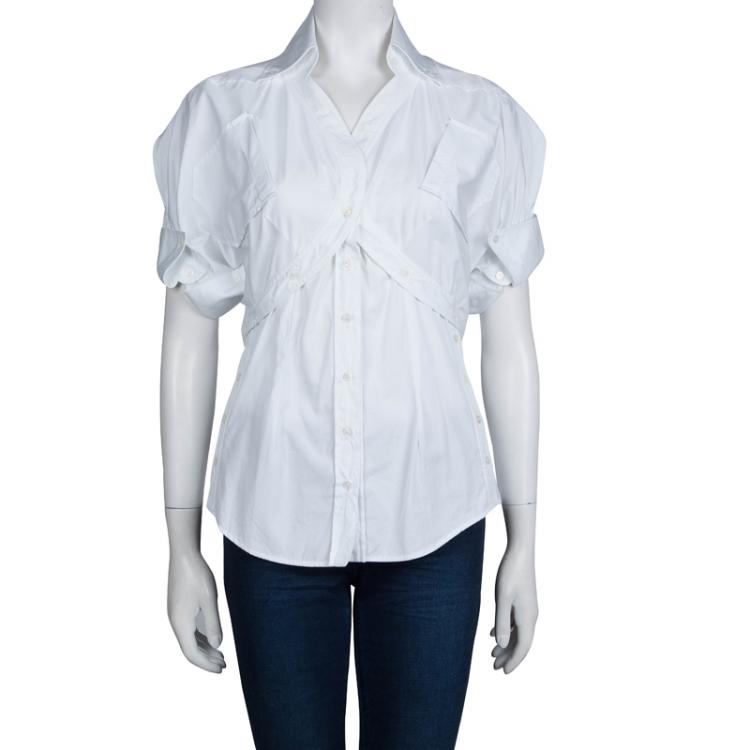 Pre Owned Alexander Mcqueen White Short Sleeve Cotton Shirt S