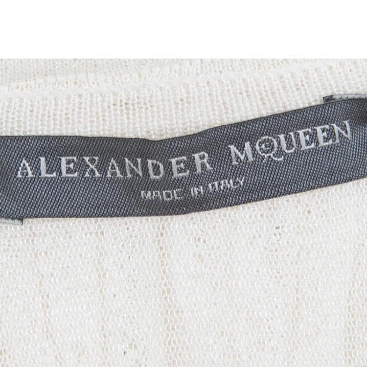 Pre Owned Alexander McQueen Cream Knit Ruffle Detail Tiered Sleeveless Dress XXS