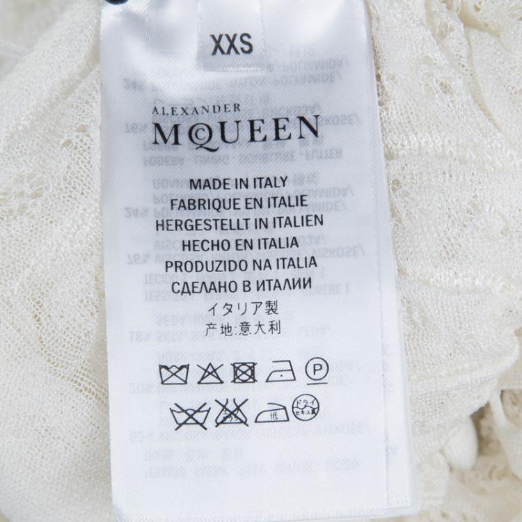 Pre Owned Alexander McQueen Cream Knit Ruffle Detail Tiered Sleeveless Dress XXS