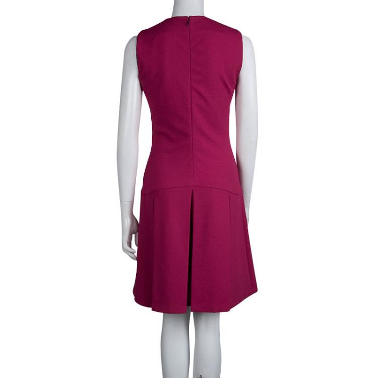 Pre Owned Alexander McQueen Red Dropped Waist Box Pleated Sleeveless Dress M 