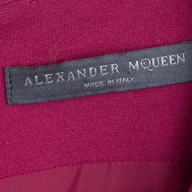 Pre Owned Alexander McQueen Red Dropped Waist Box Pleated Sleeveless Dress M 