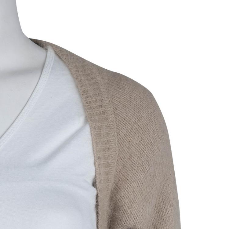Pre Owned Alexander Mcqueen Beige Angora Wool Bolero Cardigan L