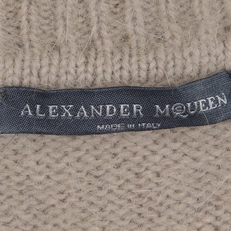 Pre Owned Alexander Mcqueen Beige Angora Wool Bolero Cardigan L