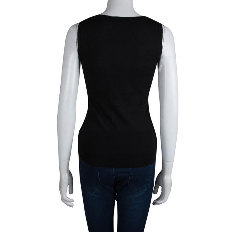 Pre Owned Alexander Mcqueen Black Cashmere Sleeveless Top S 
