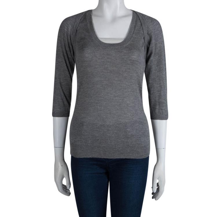 Pre Owned Alexander McQueen Grey Cashmere Bolero and Top Set S/M