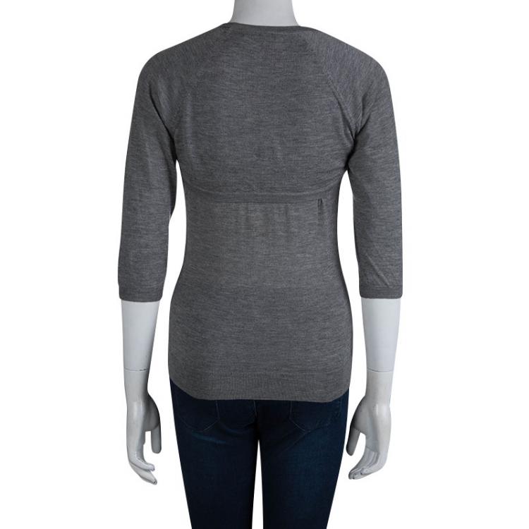 Pre Owned Alexander McQueen Grey Cashmere Bolero and Top Set S/M