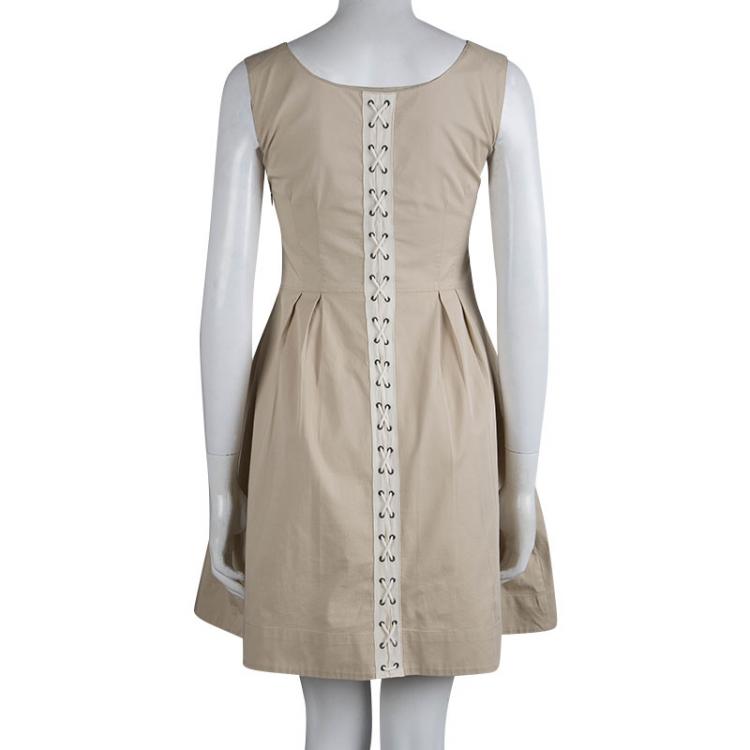 Pre Owned Alexander McQueen Beige Cotton Sleeveless Dress M