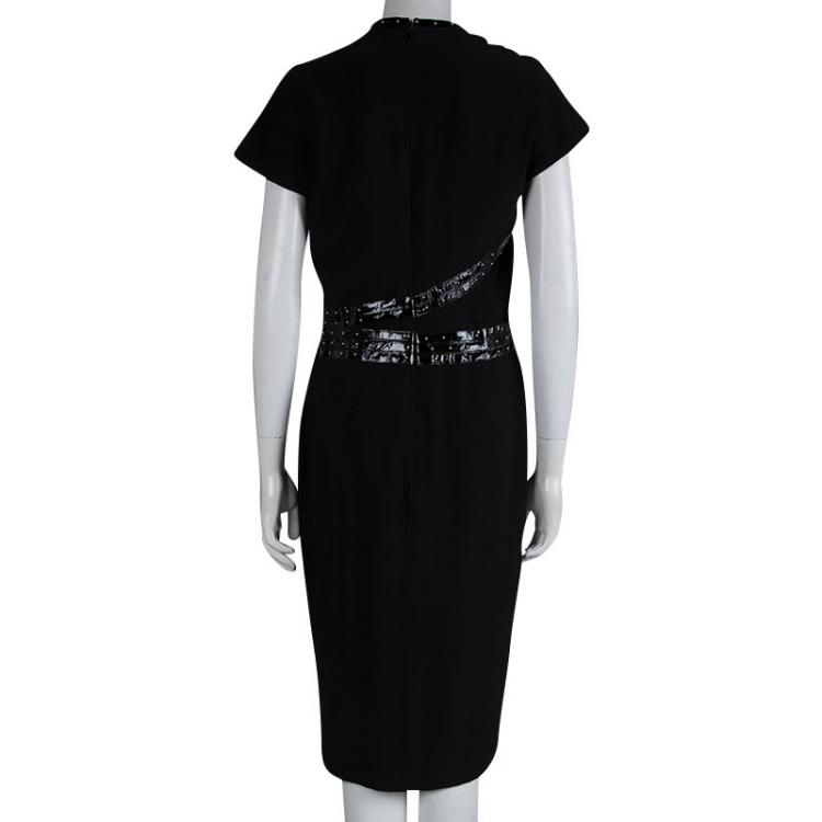Pre Owned Alexander McQueen Black Stud Embelished Dress L