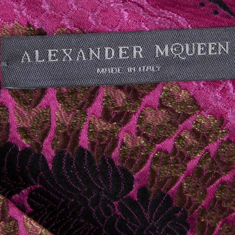Pre Owned Alexander Mcqueen Pink Brocade Sleeveless Shift Dress M