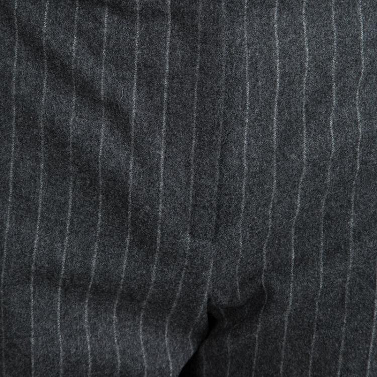 Pre Owned Alexander McQueen Grey Striped Wool Trousers M