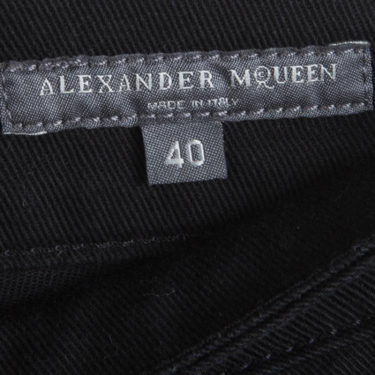 Pre Owned Alexander McQueen Black Denim Zip Trim Detail Skinny Jeans S