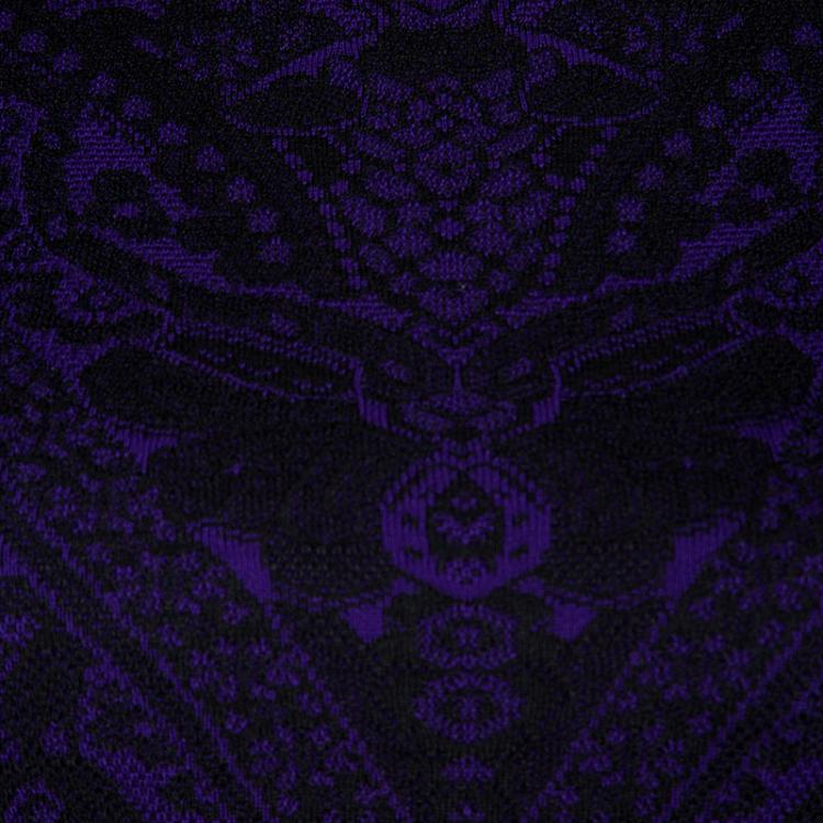 Pre Owned Alexander McQueen Purple Floral Jacquard Knit Long Sleeve Flared Dress S