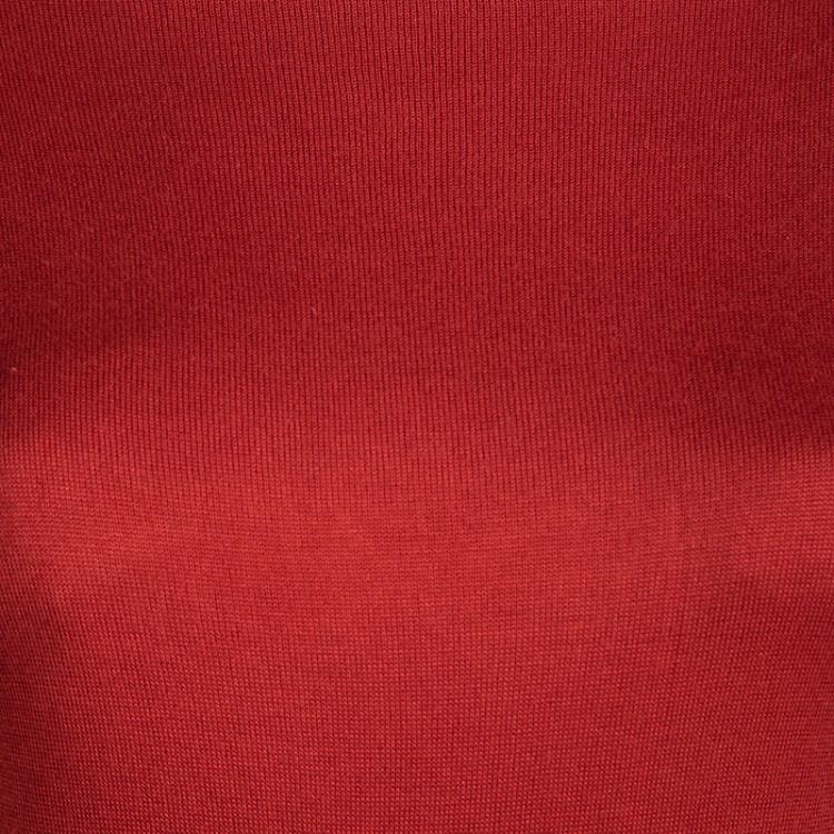 Pre Owned Alexander McQueen Red Knit Cowl Neck Dress XXS