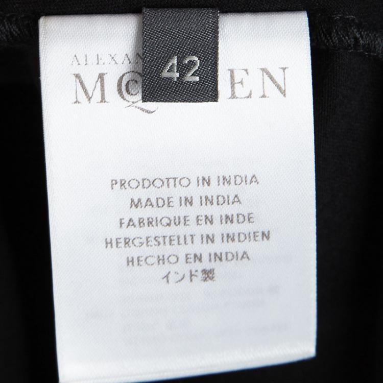 Pre Owned Alexander McQueen Black Knit Gold Chain Embellished T-Shirt M