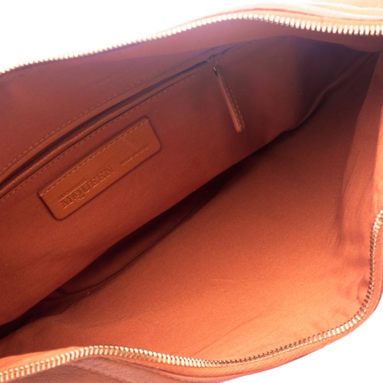 Pre Owned Alexander McQueen Orange Leather Medium Faithful De Manta Clutch