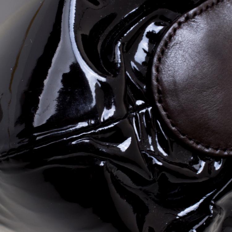 مملوكة مسبقًا Alexander McQueen Dark Brown Patent Leather Elvie Satchel