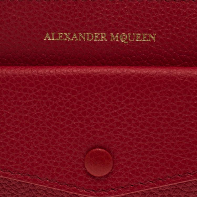 Pre Owned Alexander McQueen Red Leather Zip Pouch