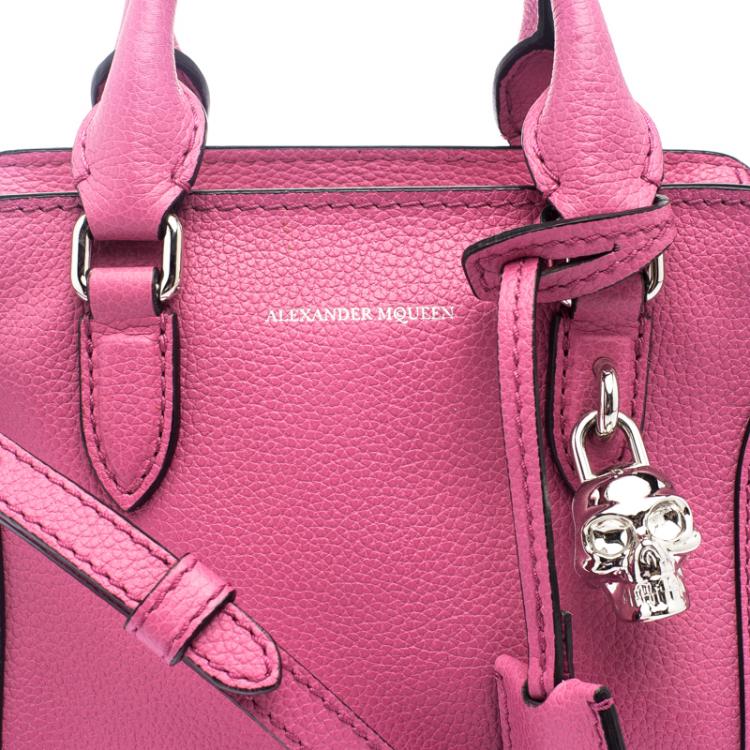 Pre Owned Alexander McQueen Pink Leather Mini Padlock Tote