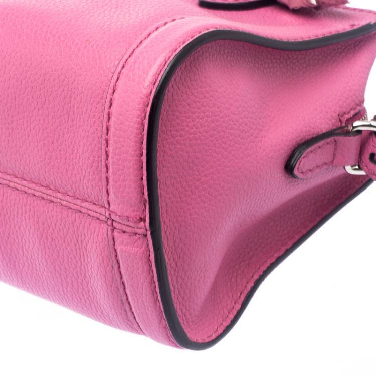 Pre Owned Alexander McQueen Pink Leather Mini Padlock Tote