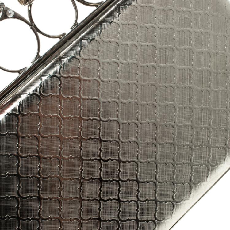 Pre Owned Alexander McQueen Silver Jew Knuckle Case Clutch