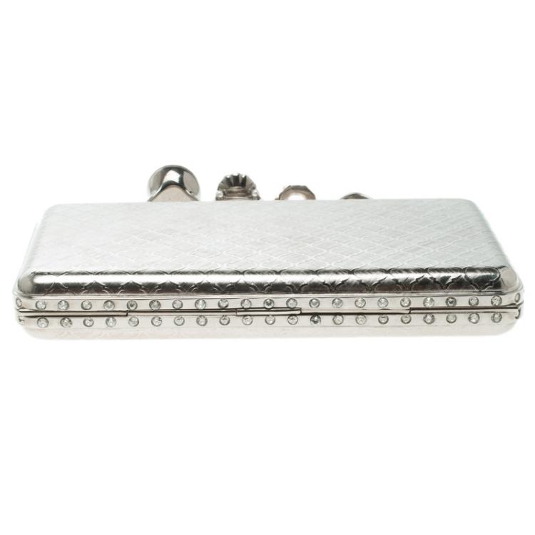 Pre Owned Alexander McQueen Silver Jew Knuckle Case Clutch