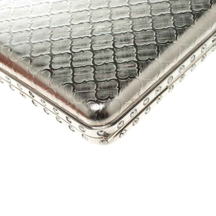 Pre Owned Alexander McQueen Silver Jew Knuckle Case Clutch