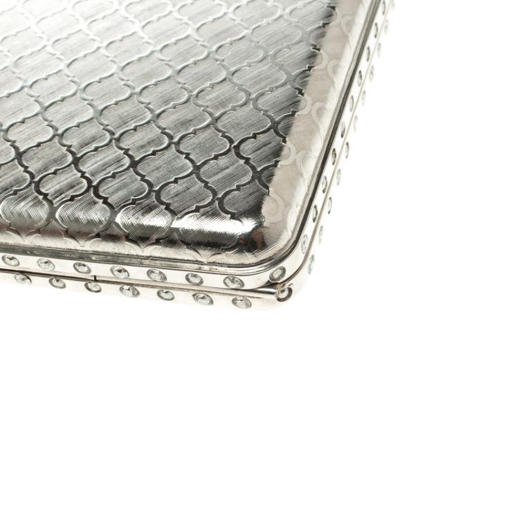 Pre Owned Alexander McQueen Silver Jew Knuckle Case Clutch